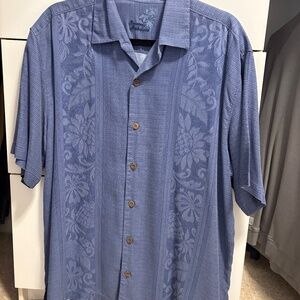 Men's Tommy Bahama navy 100% silk short sleeve camp shirt